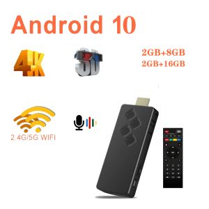 Box Lemdioe TV Stick Android Smart TV App 4K 3D TV Box 2.4g5g Asistente de voz Control Player Media receptor TV Box