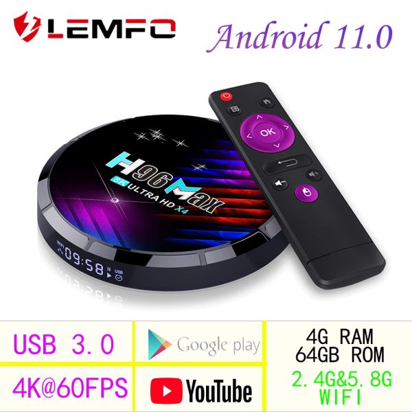 Box Lemfo H96 Max Smart TV Box Android 11 8K Decode Video 2.4G 5.8G WiFi 4K60FPS HD YouTube Google Play 4G 64GB Chip S905 x4 SetTop