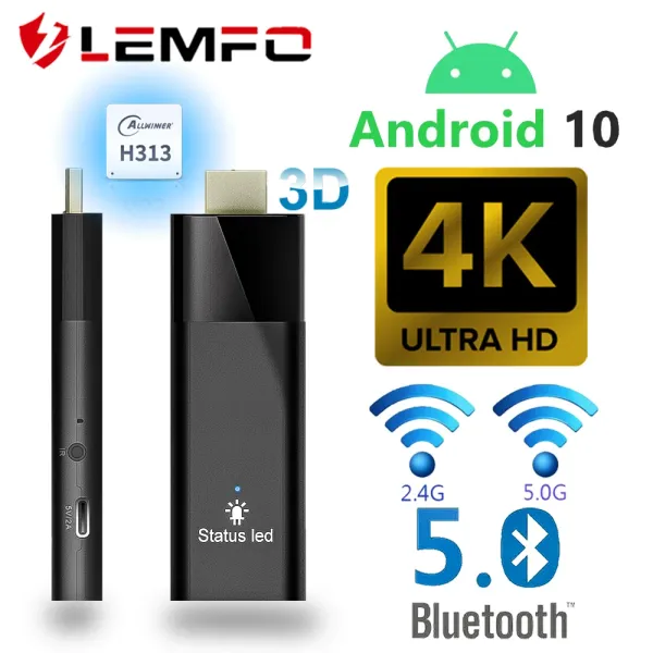 Box Lemfo Q6 Mini TV Stick 4K Video HDR Android 10 H313 Quad Core 5G/2.4G BT 5.2 1GB 8GB Multi Language Shating Set Top Box Box