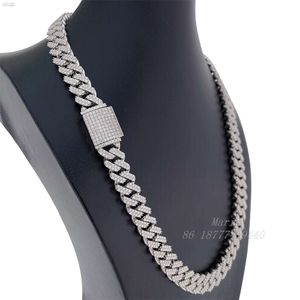 Box Lock Icedout Diamond Custom Cuban Link Chain Luxe sieraden S925 ketting Moissanite