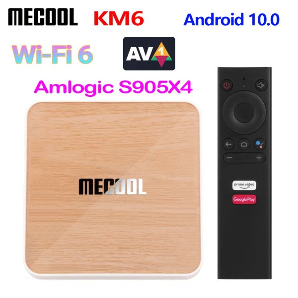 Box MECOOL KM6 Amlogic S905x4 TV Box Android 10 Wifi 6 2.4G 5G Certificado de Google AV1 BT5.0 1000M Set Top Box 16G 32G 64G