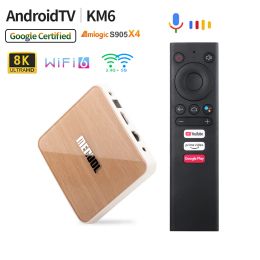 Box MECOOL KM6 Deluxe ATV Amlogic S905X4 Android 10 TV Box Google Certificado WiFi6 2.4G 5G 1000m 6K Media Player Set Top Box 2G16G