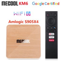 Box MECOOL KM6 Deluxe Edtion Wifi 6 Box de TV certificado de Google Android 10.0 4GB 64GB Amlogic S905X4 1000M LAN Bluetooth 5.0 Set Top Box