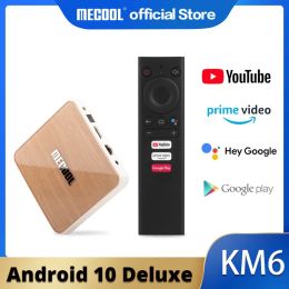 Box MECOol KM6 Deluxe WiFi 6 Box TV certifié Google Android 10.0 4 Go 64 Go AMLOGIC S905X4 1000M LAN BT 5.0 SMART TOP TOP TOP