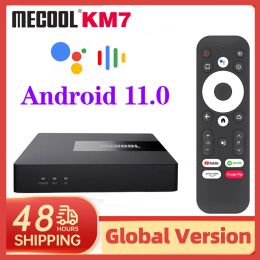 Box MECOOL KM7 Smart TV Box Android 11 ATV Google Certifié LPDDR4 4GB RAM 64 Go 4K USB3.0 double WiFi AV1 BT4.2 4K Set Top Box 2G 16G