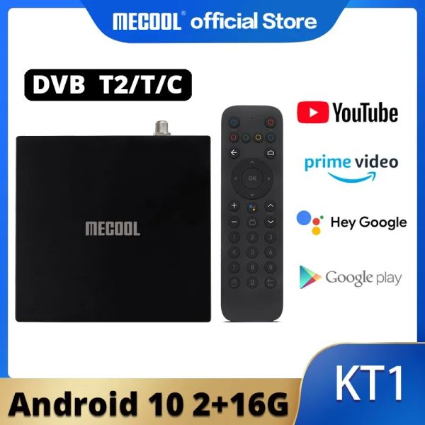 Box MECOOL KT1 Android TV 10 Receptor de sintonizador DVB DVBT2 Amlogic S905x4 Set Top Box BT 4.2 WiFi 2.4G/5G LAN TV Box