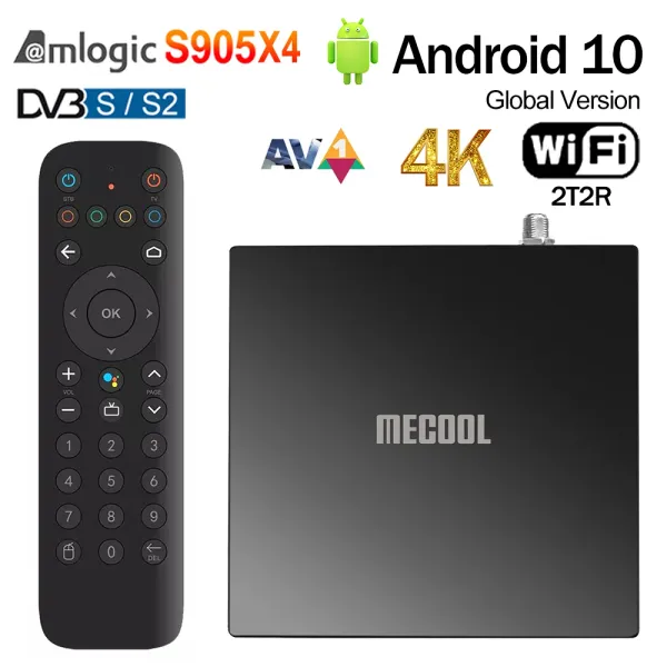 Box MECOOL KT1 DVBS2 TV Smart Box Amlogic S905X4B Android TV 10 DVB S/S2 Set Top Box 2GB 16GB 2.4G/5G Dual Wifi BT4.2 Media Player