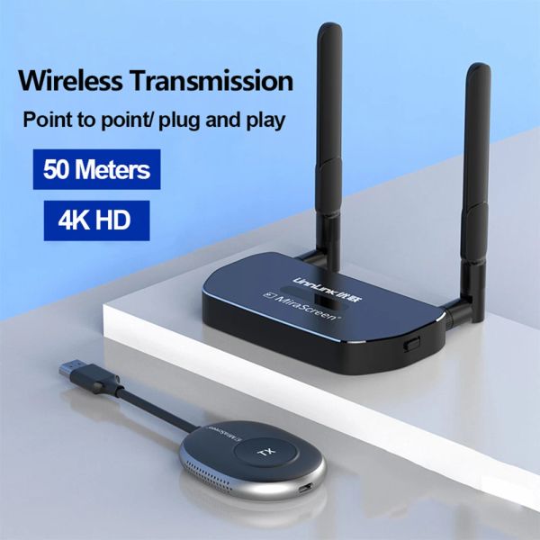 Box Mirascreen 4K 5G Wireless HD Transmisor de video Receptor Adaptador Adaptador TV Stick Wifi Dispaver Dongle para AirPlay PC