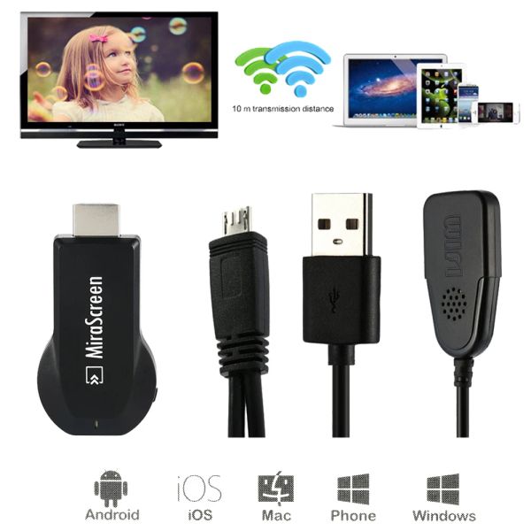 Box Mirascreen TV Stick HDMICOMPATIBLE HD 1080P Anycast Miracast DLNA AirPlay WiFi Display récepteur Dongle pour Windows Andriod iOS