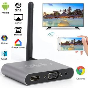 Box Mirascreen Wireless VGA Mirror Box Wifi Displayer TV Stick Miracast AirPlay HDMICompatible Media Stream voor Android -telefoon naar tv