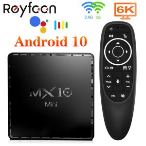Box MX10 Mini Android 10 TV Box Prise en charge 2.4G 5G Dual WiFi BT 4.2 6K Google Voice Assistant Media Player Google YouTube MX10