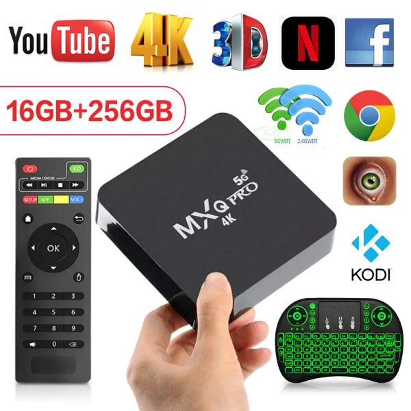 Box MXQ PRO 4K Smart TV Box Android 10 RK3128 Media Player 2G + 16G avec 2,4g WiFi Quadcore Multimedia Player Set Top Box Television