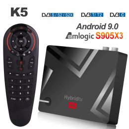 Boîte la plus récente MECOOL K5 Smart TV Box Android 9.0 Amlogic S905X3 2.4G 5G WiFi LAN 10 / 100M Bluetooth 4.1 2 Go 16 Go DVB S2 / T2 / Set Top Box