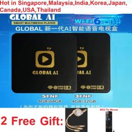 Box Original Global AI 3FNF / 5FNF Smart Voice TV TV Box Vente chaude à Singapour Malay Korea Japan HK Taiwan USA CA PK EVPAD 5P / 5S / 5MAX 6S