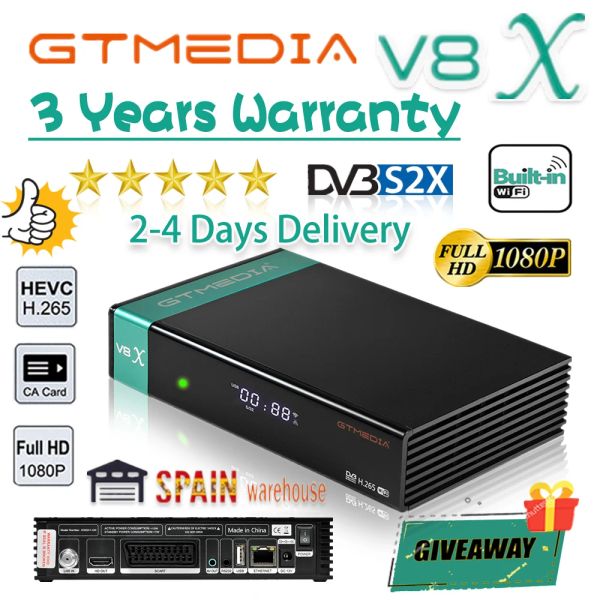 Box Original GTMedia V8X Satellite Receiver Full HD 1080p H.265 GTMedia V8X Construit dans la mise à niveau WiFi par GTMedia V8 Nova V9 Prime No App
