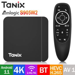 Box Original Tanix W2 Android11 3D SPDIF Smart TV Box Amlogic S905W2 Quad Core 2.4 / 5G WiFi HD AV1 HDR TV Préfixe VS TX3 X96 Max Plus