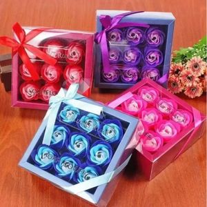 Box PCS Valentine 9 cadeaux Fleur Anniversaire de mariage Savon artificiel Gift Rose Gift Saint-Valentin Décoration FY3508 911 S 11