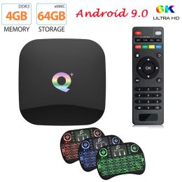 Box Q Plus Smart TV Box Android 9.0 TV Box 4GB RAM 32 GB 64GB ROM 6K H.265 USB Allwinner H6 PK MX10 Pro H96 Set Topbox