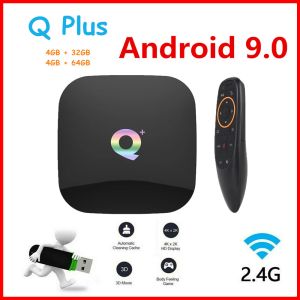 Boîte Q Plus Smart TV Box Android 9.0 TV Box 4 Go RAM 32 Go / 64 Go ROM Quad Core H.265 USB3.0 2,4G WiFi Set Top Box 4K TVBox Media Player