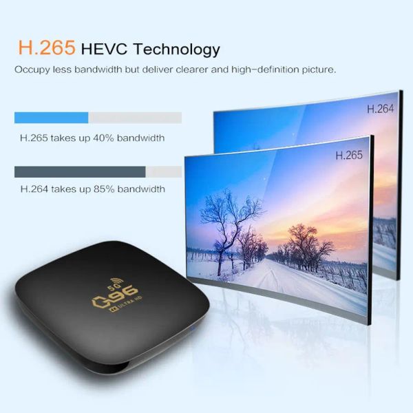 Boîte Q96 + 5G 8 Go + 128 Go 4K Smart Media Player 2.4 / 5G double wifi Bluetooth TV Box Set Top Box Quad Core Android 10.1