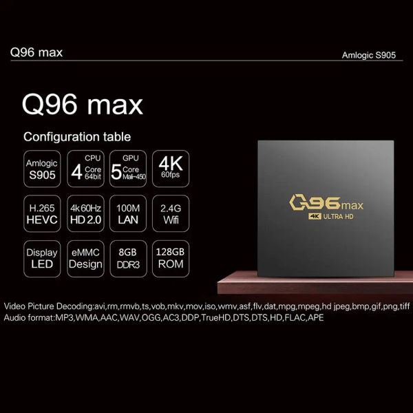 Box Q96 Max Home Theatre Android 11 2,4G WiFi Media Player 4K H.265 Amlogic S905L Quad Core Set Top Box TV Box