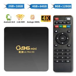 Box Q96 Mini Smart TV Box Android 10.0 Amlogic S905L Quad Core 2.4g WiFi 4K Set Top Box 8 Go + 128 Go Media Player H.265 Home Theatre