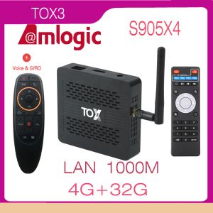 Box Quad Core Amlogic S905X4 4 Go 32 Go 1000m LAN 2,4G 5G DUAL WIFI BT4.1 4K HDR SMART Android 11 TV Box Tox3 Lite