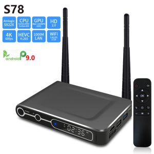 Box S78 AMLOGIC S922X Android 9.0 Smart TV Box DDR4 4 Go 32 Go 64 Go Bluetooth 4.2 2,4g 5G Dual WiFi 1000m LAN 4K HD Media Player S78