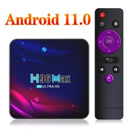 Box Smart TV Box Android 11 4G 64GB H96 MAX V11 4K TV BOX RK3318 Android 11.0 Bluetooth 4.0 Google Voice 2.4G 5G WiFi Set supérieur