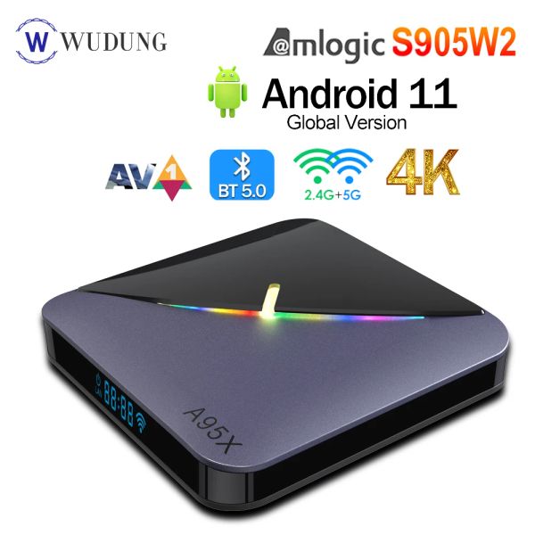 Box Smart TV Box Android 11 4K RGB Light AV1 2.4G 5Gdual WiFi Wireless Media Player BT 5.0 USB RAM 32/64G A95X F3 Air II Caja superior