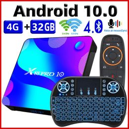 Box Smart TV Box Android 11 x88 Pro 10 RK3318 Media Player 4GB RAM 128 Go Rom 2.4G 5.8g Dual WiFi BT4.0 3D YouTube 4K Set supérieur