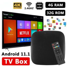 Box Smart TV Box Upgrade DDR3+EMMC Android 11 TV Box Amlogic 2.4G wifi 4K H.265 4GB RAM 32G Media Player Set Very Fast Set Top Box