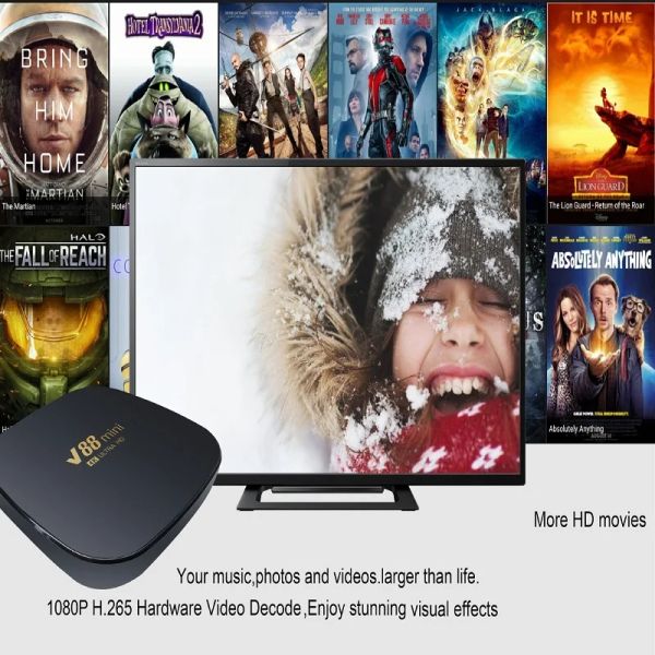 Box Smart TV Box V88 Mini Set Top Box Android 12 Flash Memory Language Global Language H3 Quad Core Wifi 4K 8128G Media Player Cine en casa