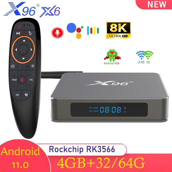 Box Smart TV Box X96 X6 Android 11 Rockchip RK3566 4G 32G 8G 64G Double Assistant vocal WiFi 1000m BT 4K 8K Media Player Set Top Box