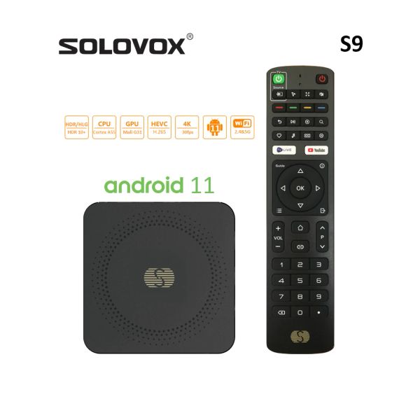 Box Solovox S9 2022 Android 11 Smart TV Box S905W2 Quad Core 5G WiFi 4k Mars x BT5 Stalkermac UK Emulator France Allemagne Espagne