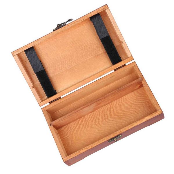 Boîte de rangement étui à stylo bois organisateur en bois vintage Scrapbooking conteneur papeterie aquarelle boîtes oblongue couvercle décoratif