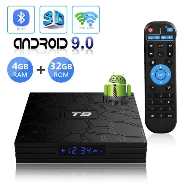 Box T9 TV Box Android 9.0 RK3318 2G 4G RAM 16G 32G 64G ROM SMART TV Box BT4.0 2.4G 5G WiFi 4K HDR YouTube Meida Player Set Top Box