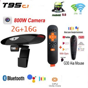 Boîte T95 C1 2 Go 16 Go 8m Pixel Camera TV Box Android 9.0 2.4 5G WiFi 100m Support 1080p 4K YouTube Media Player T95C1