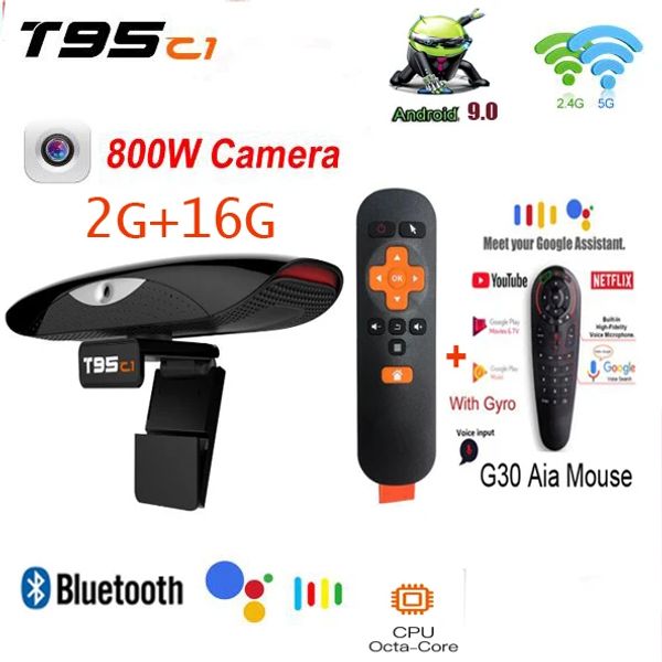 Box T95 C1 2GB 16GB 8m Pixel Camera TV Box Android 9.0 2.4 5G WiFi 100m Soporte 1080p 4K YouTube Media Player T95C1