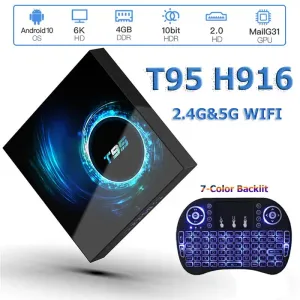 Box T95 Smart TV Box Android 10 Bluetooth 5.0 2.4g 5G WiFi 128G 3D Voice 6K HD 16 Go 32 Go 64 Go 4K Quad Core Set Top Média Player Media