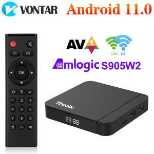 Box Tanix W2 Smart TV Box Android 11 Amlogic S905W2 avec 2 Go de prise en charge de 2 Go H.265 AV1 Dual WiFi HDR 10+ Media Player TVBox Set Top Box