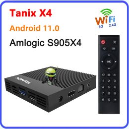 Box Tanix x4 Android 11 Smart TV Box Amlogic S905X4 4 Go 32 Go 64 Go 2.4g 5G Dual WiFi 100m 4K Set Top Box Receivers Player TV TV récepteurs