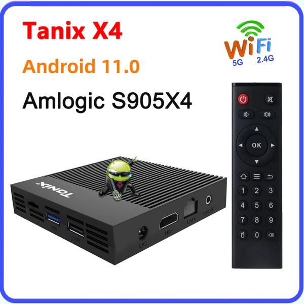 Box Tanix X4 Android 11 Smart TV Box Amlogic S905X4 4GB 32GB 64GB 2.4G 5G 5G Dual Wifi 100m 4K Set Top Box Player Replay TV Recibe