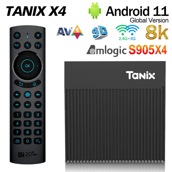 Box Tanix X4 TV Box Android 11.0 AMLOGIC S905X4 4G RAM 32G 64G ROM TVBOX 3D BT 2.4G 5G WIFI 8K HDR VIDEO PELAY SET TOP TOP Box