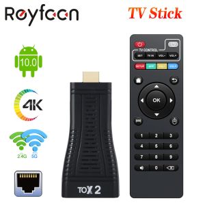 Box TOX2 Android 10 Smart TV Box Allwinner H313 Quad Core 2 Go 16 Go TVBox 2.4G / 5G WiFi 100m BT5.0 Set Top Box HD TV Stick PK TOX1