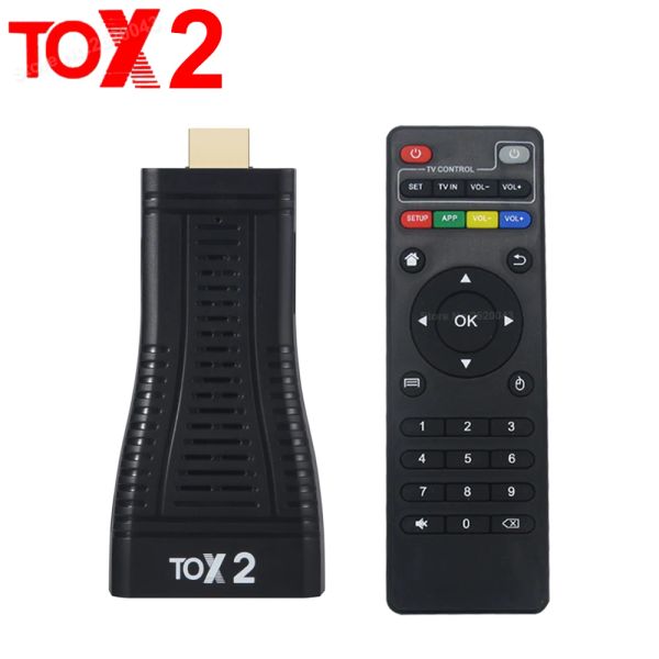 Box Tox2 Mini TV Stick DDR4 2GB RAM 16 Go Rom 100m LAN RJ45 Smart Android 10 TV Box 2.4G 5G WiFi Bluetooth 4.0 4K HD TVBOX VS TOX1