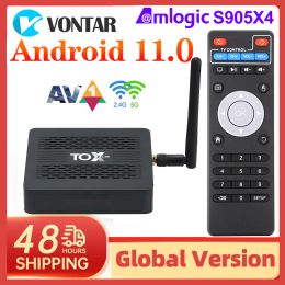 Box TOX3 Smart Android TV Box Android 11 TVBOX AMLOGIC S905X4 4 Go 32 Go 2.4g / 5g Double WiFi 1000m BT4.1 4K Smart Box 2 Go 16 Go