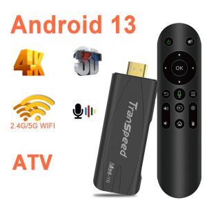 Box Transpeed 4K 3D TV Stick Android 13 avec voix ATV 2.4G 5G Dual WiFi Media Player Receiver Portable Smart OTA TF Set Top Box