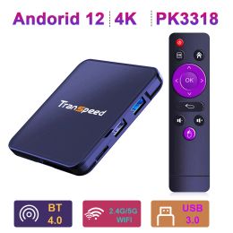 Box Transpeed Android 12 TV Box 3D Dual WiFi PK3318 BT4.0 OTA LAN HD 4K 32G 64G VOIX ASSISTANT SET TOP TOP BOX