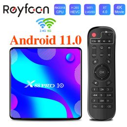 Box TV Box Android 11 x88 Pro 10 4G 64 Go 32 Go Rockchip RK3318 1080p 4K 5G WiFi Prise en charge de Google Play Store YouTube Set Top Box Media P